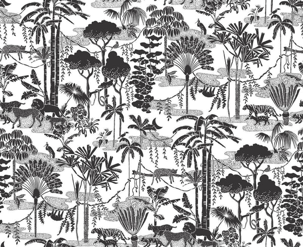Jungle Dream Wallpaper in Charcoal design by Aimee Wilder