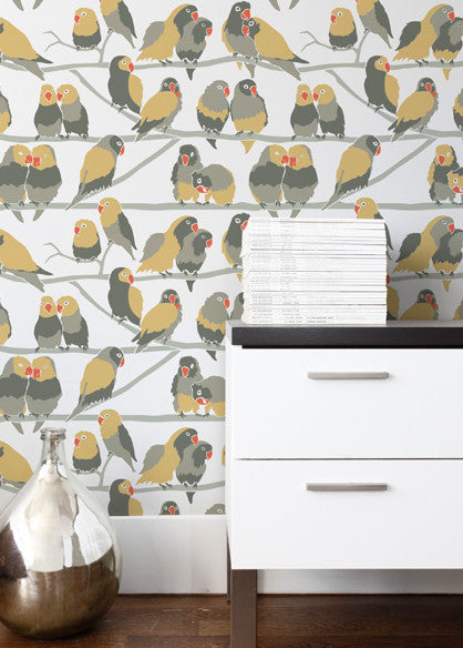 Lovebirds Wallpaper in Paradise design by Aimee Wilder