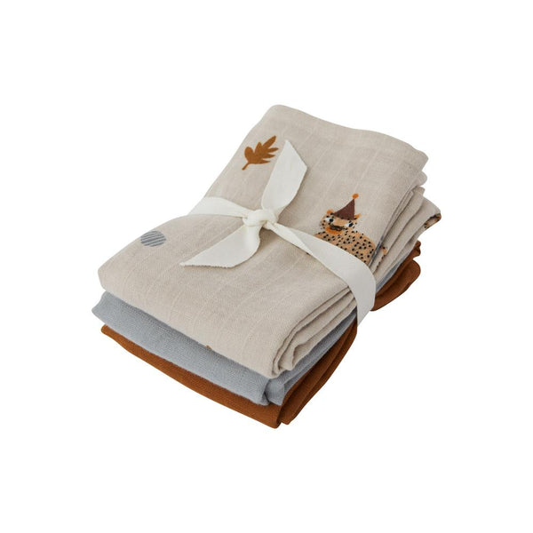 muslin square leopard 3 pcs pack clay by oyoy 1
