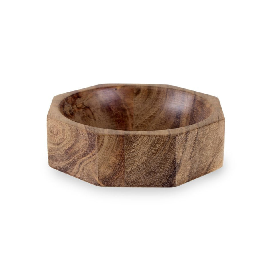 Acacia Wood Modernist Octagonal Bowl In Various Sizes Design By Sir Madam 1