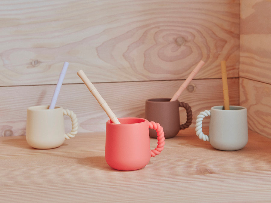bamboo silicone straw pack of 6 cherry red vanilla oyoy m107200 6