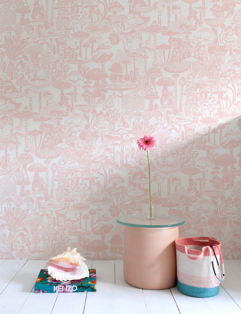 Mushroom City Wallpaper in Daisy design by Aimee Wilder