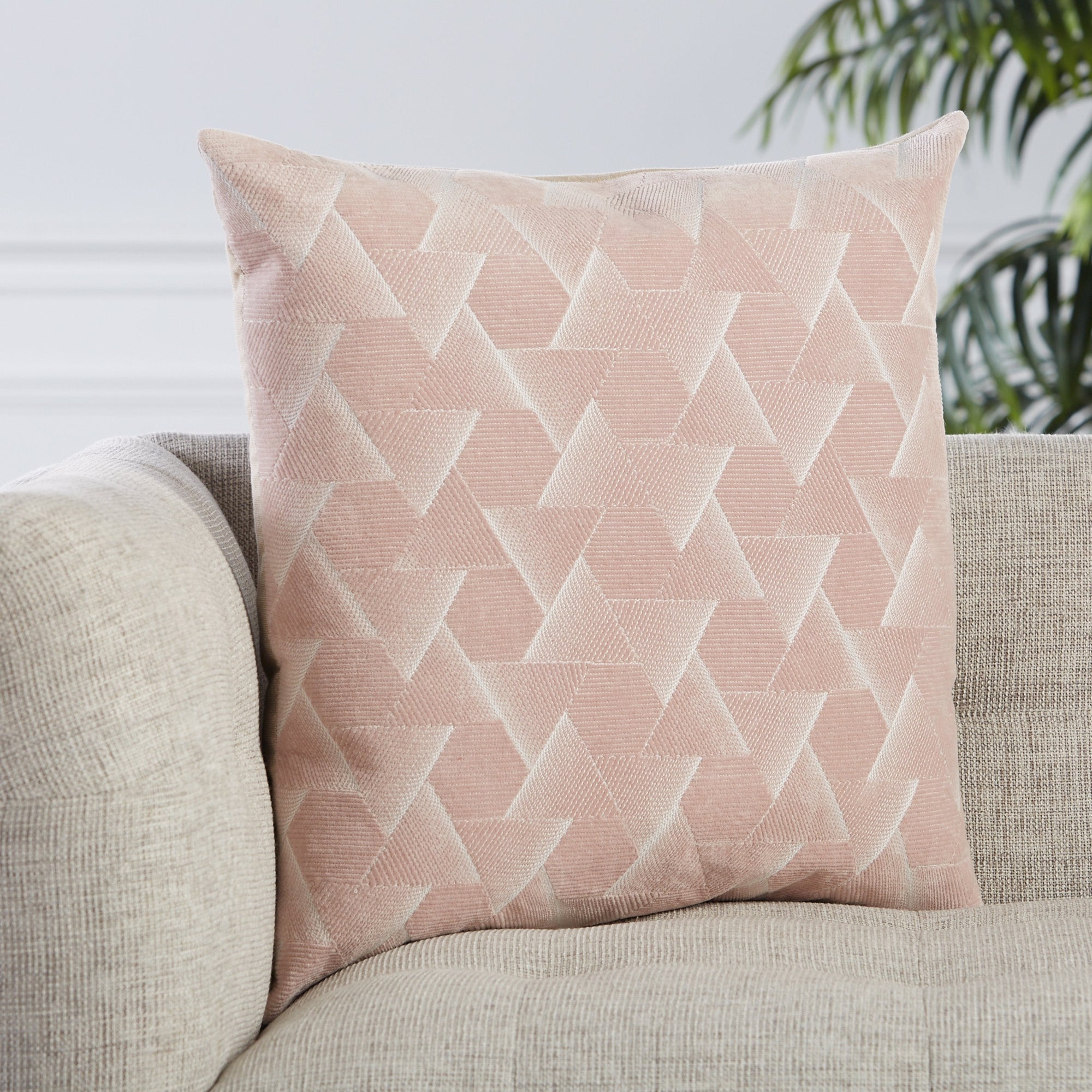 Jacques Geometric Pillow in Blush by Jaipur Living