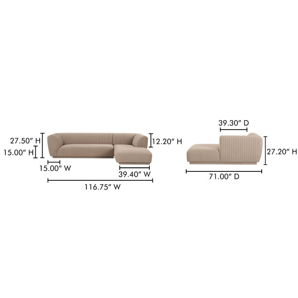 Zandro Sectional Moes Home Collection Mhc Oa 1036 34 L 0 19