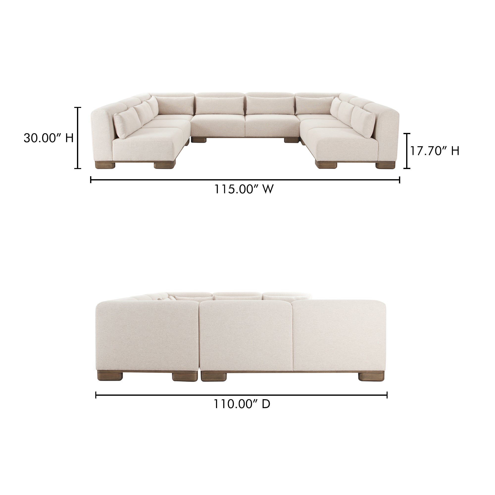 June U Shaped Modular Sectional Moes Home Collection Mhc Oa 1049 34 6