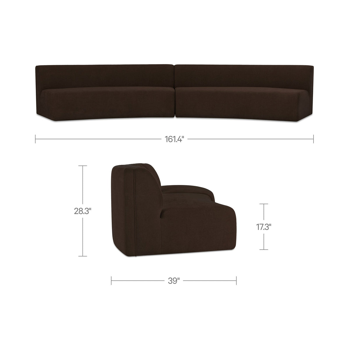 Naomi Concave 2 Piece Modular Sectional