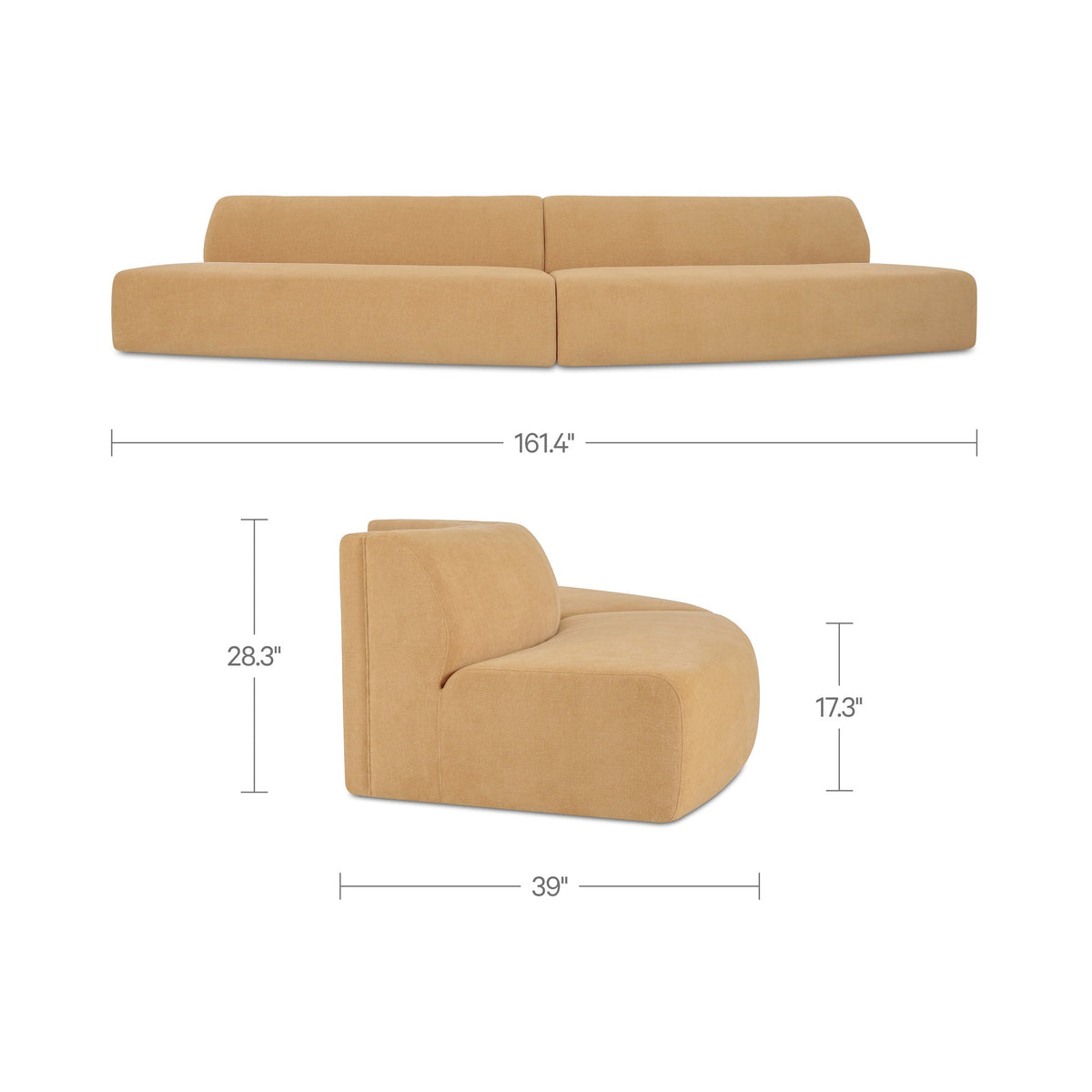 Naomi Convex 2 Piece Modular Sectional