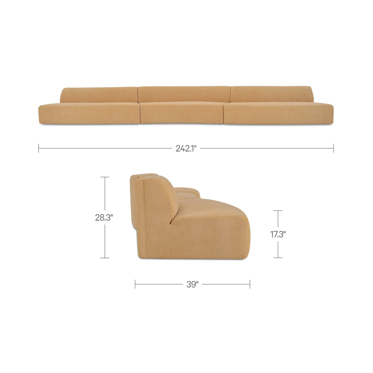 Naomi Wave 3 Piece Modular Sectional