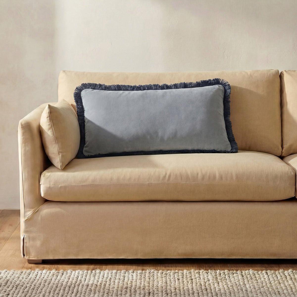 Yasmin Light Blue Faux Mohair Cushion
