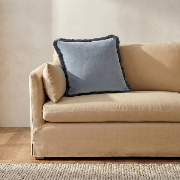 Yasmin Light Blue Faux Mohair Cushion