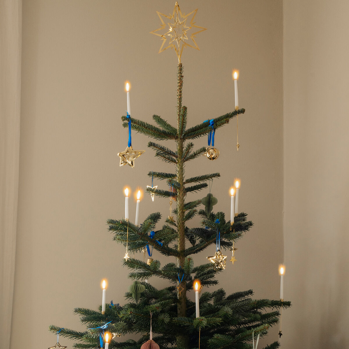 holiday ornament three point star gold 2