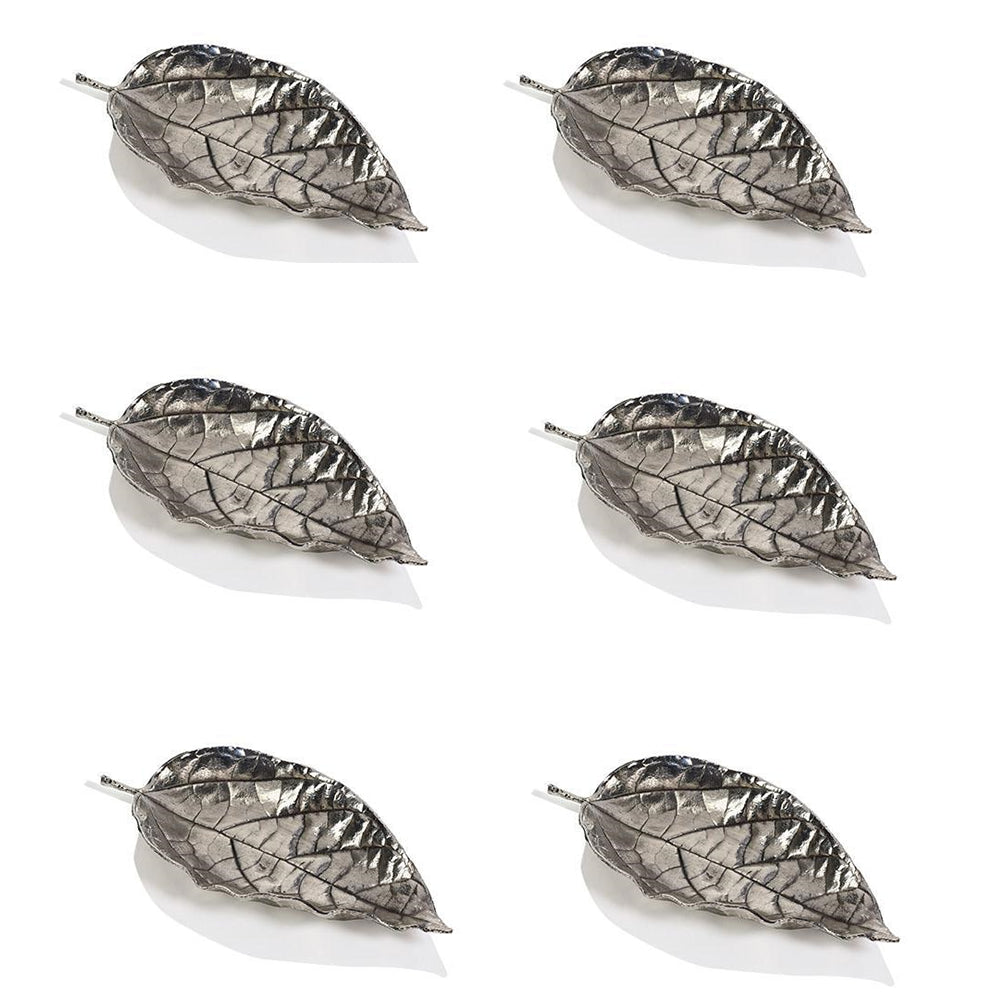 Osage Orange Leaf Antique Pewter Tray, Set of 6