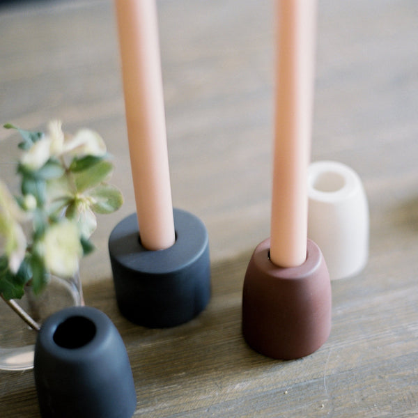 petite ceramic taper holder in earth 6