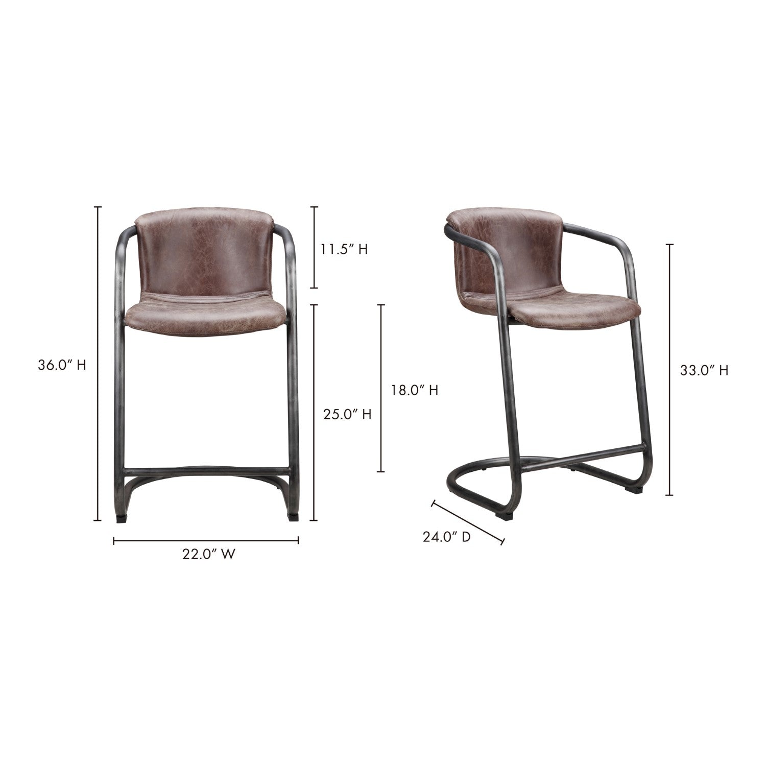 freeman counter stools in brown set of 2 2