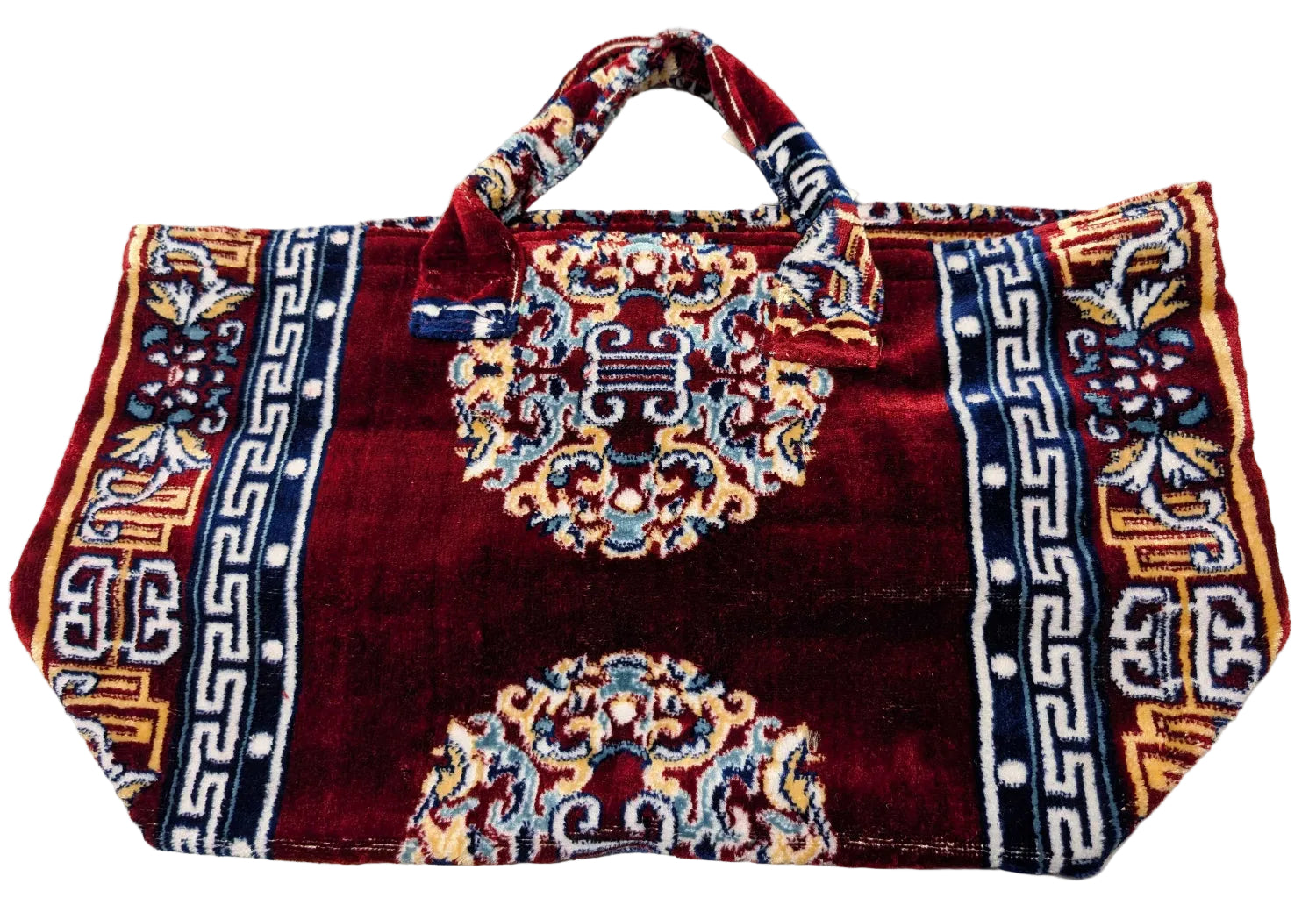 Polyester Cotton Rug Fabric Bag Burgundy x Yellow 1