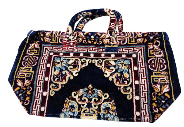 Polyester Cotton Rug Fabric Bag Navy Blue
