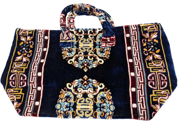 Polyester Cotton Rug Fabric Bag Navy Blue