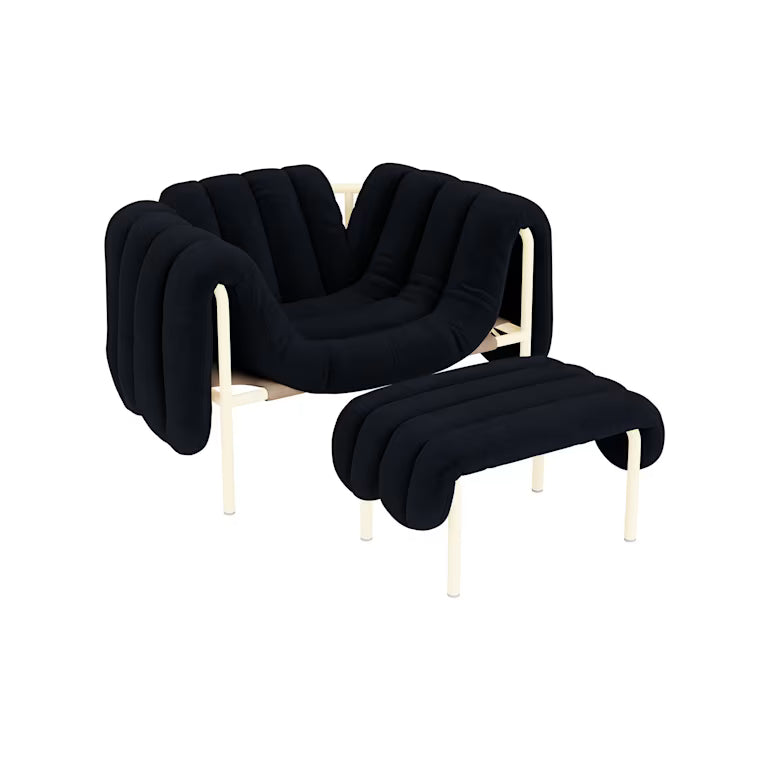 Puffy Fabric Lounge Chair + Ottoman