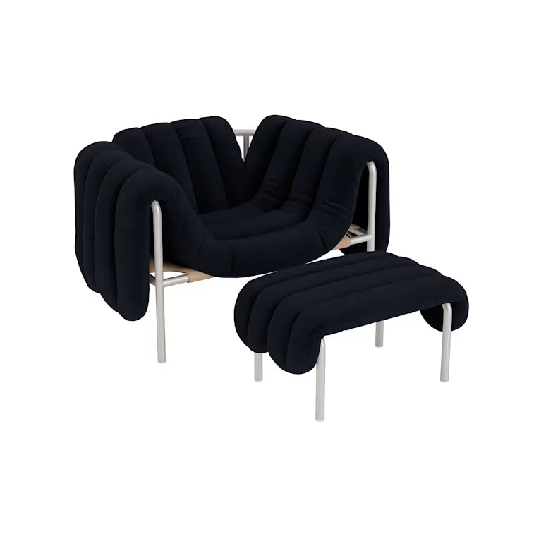 Puffy Fabric Lounge Chair + Ottoman