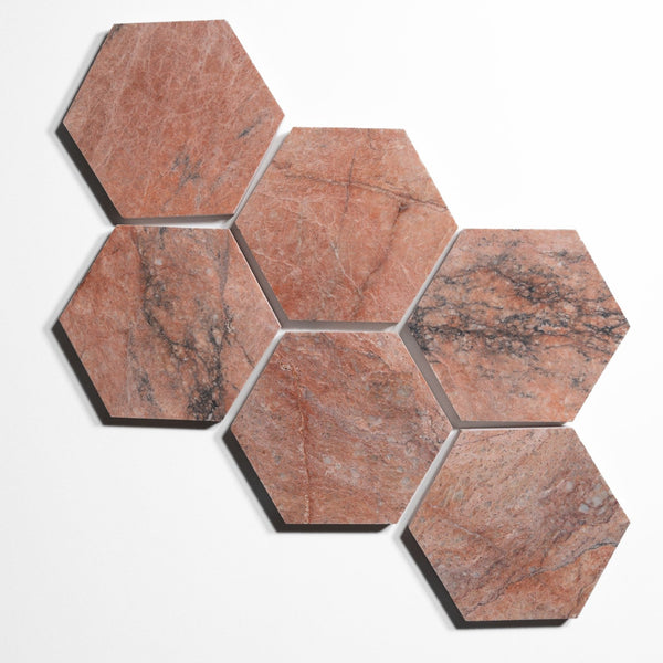 rojo breccia 5 hexagon tile by Designer Rug rb5hx 5