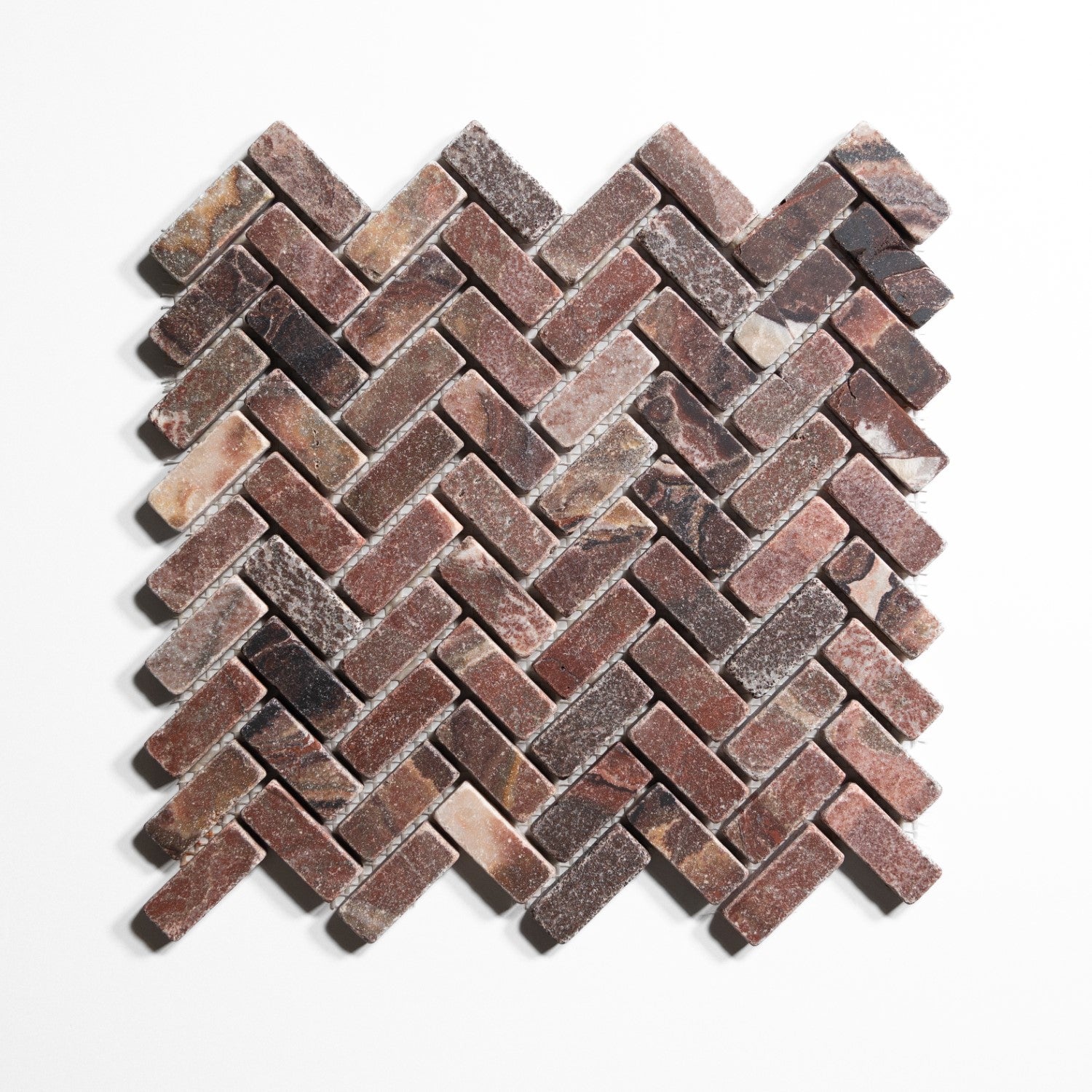 red onyx mini herringbone mosaic tumbled by Designer Rug ro mhbt 1