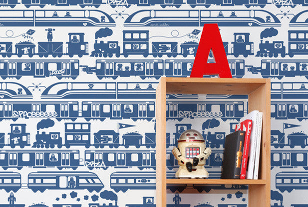 Sample Robo Rail Wallpaper in Atlantic design by Aimee Wilder