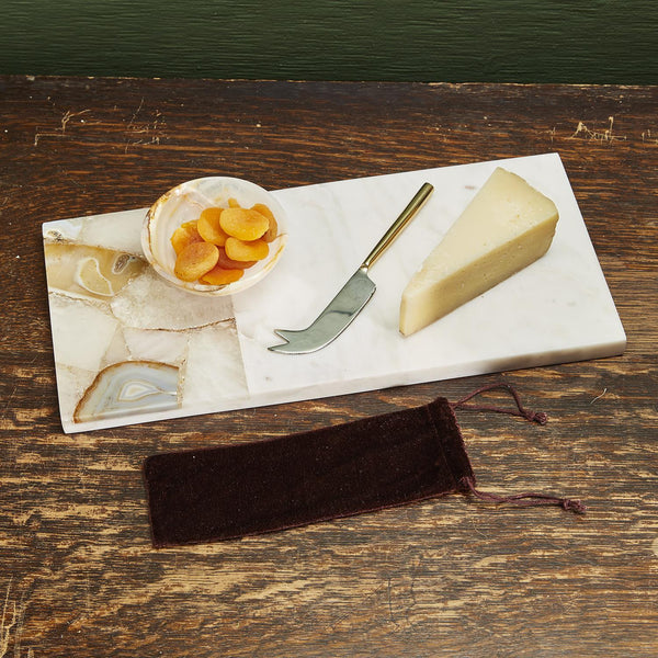 Agate And Marble Serving Tray With Cheese Knife 2