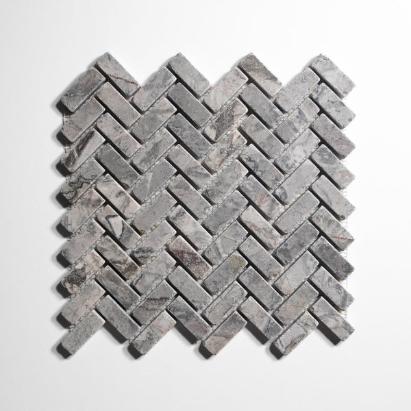 Mini Herringbone Tumbled Tile Sample
