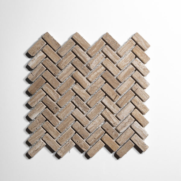 Mini Herringbone Tumbled Tile Sample