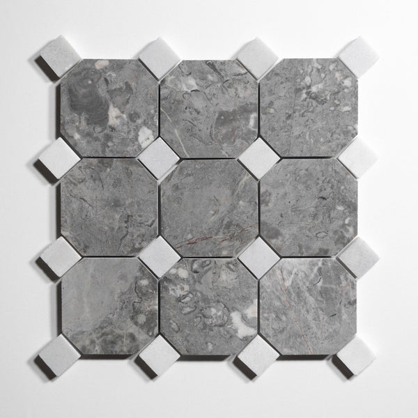 Sage Gray Accent Glacier White Tile Sample