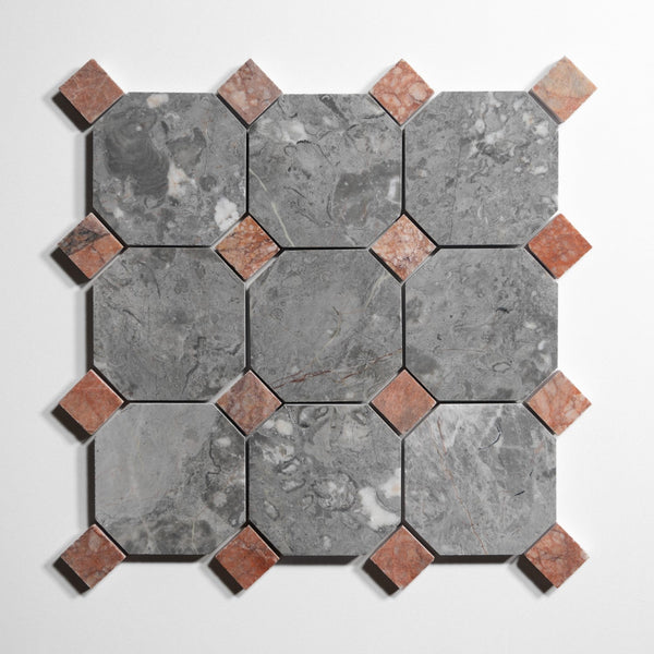 Sage Gray Accent Rojo Breccia Tile Sample