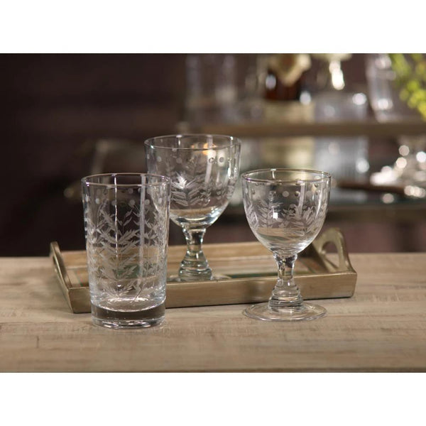 Spring Leaves Cut Design White Wine Glass by Panorama City