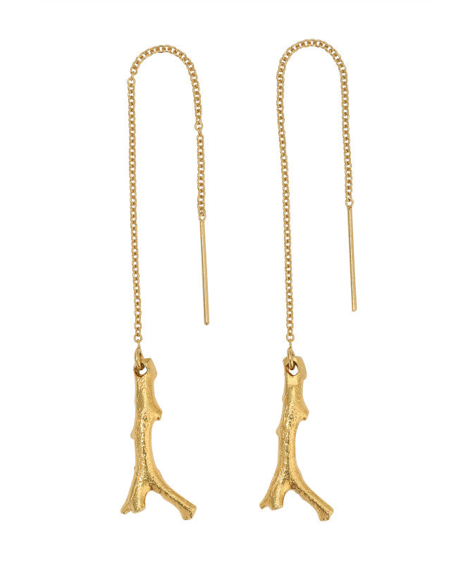 Soft Coral 18K Gold Vermeil Threader Earrings 1