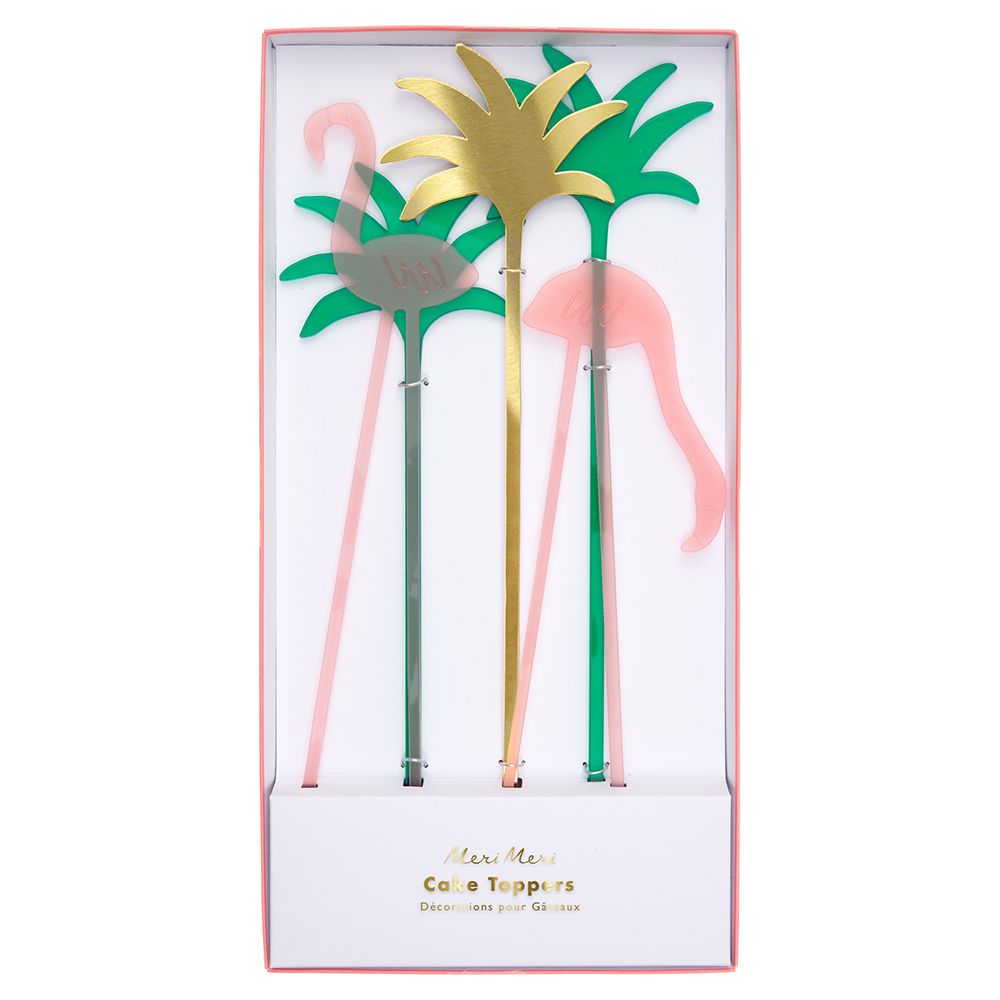 flamingo acrylic cake toppers by meri meri 1