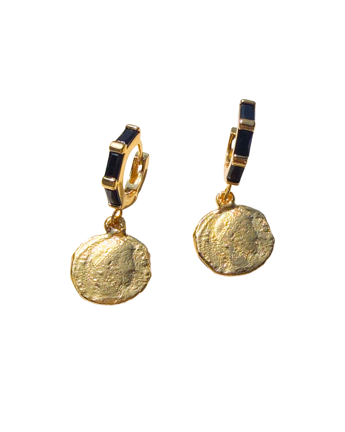 Onyx & Gold Coin Huggies