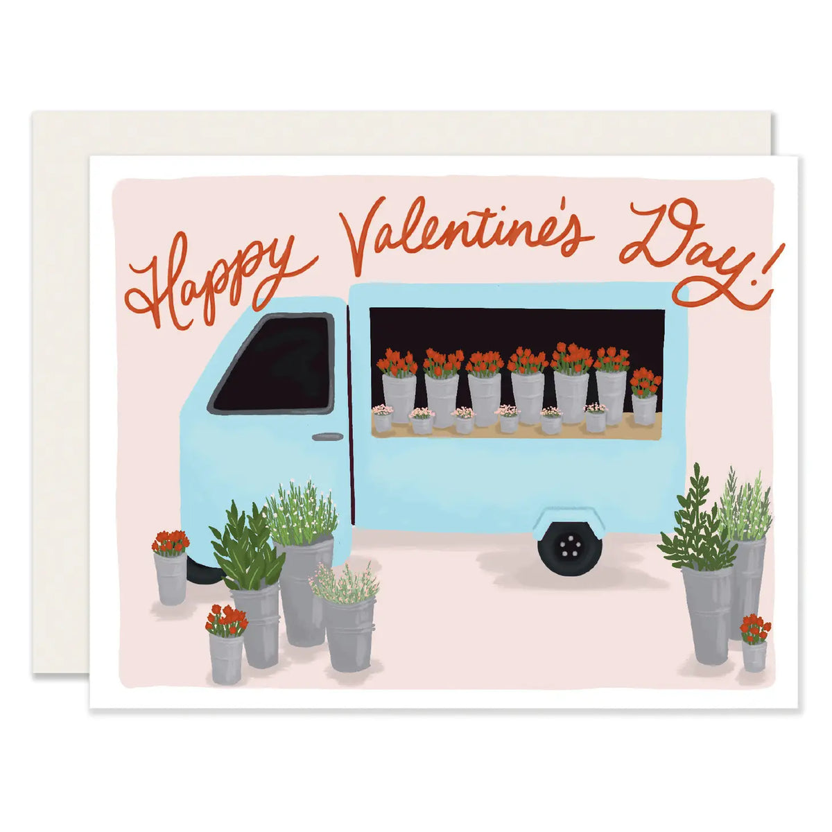 Valentine Flower Truck with Greeting Happy Valentines Day