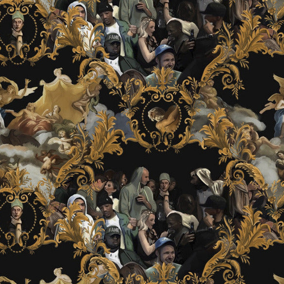 Sample God Save the Biebs Wallpaper in Black/Gold