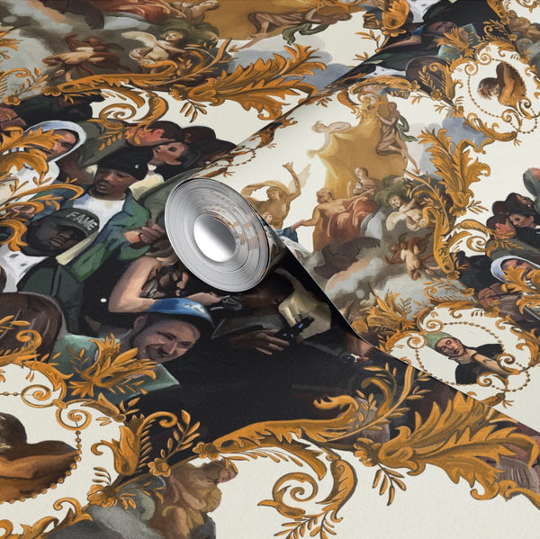 God Save the Biebs Wallpaper in White/Gold