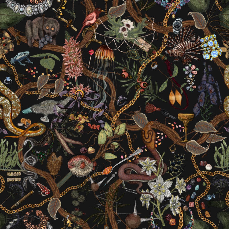 Sample Glamour Life Wallpaper in Black/Multi