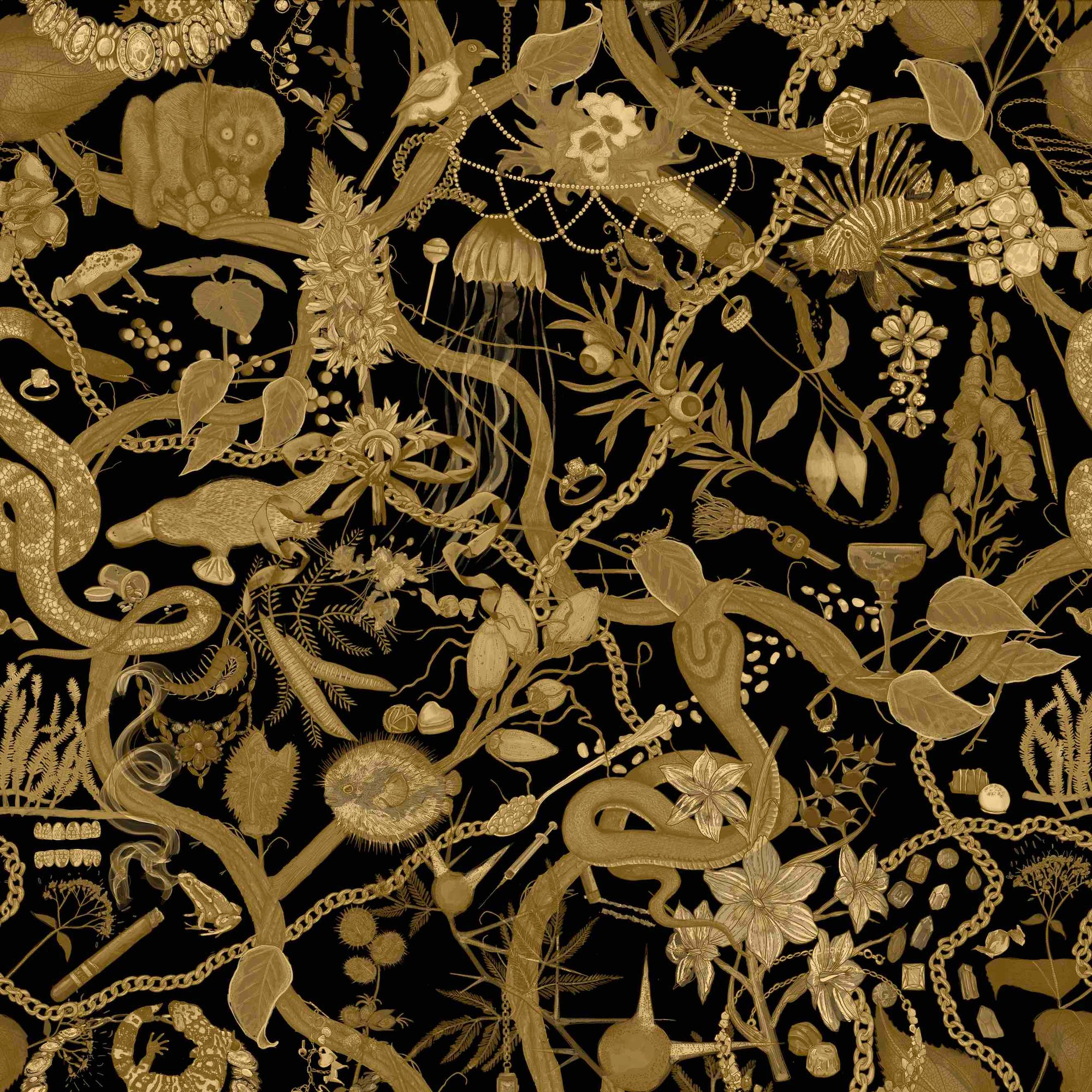 Glamour Life Wallpaper in Black/Gold