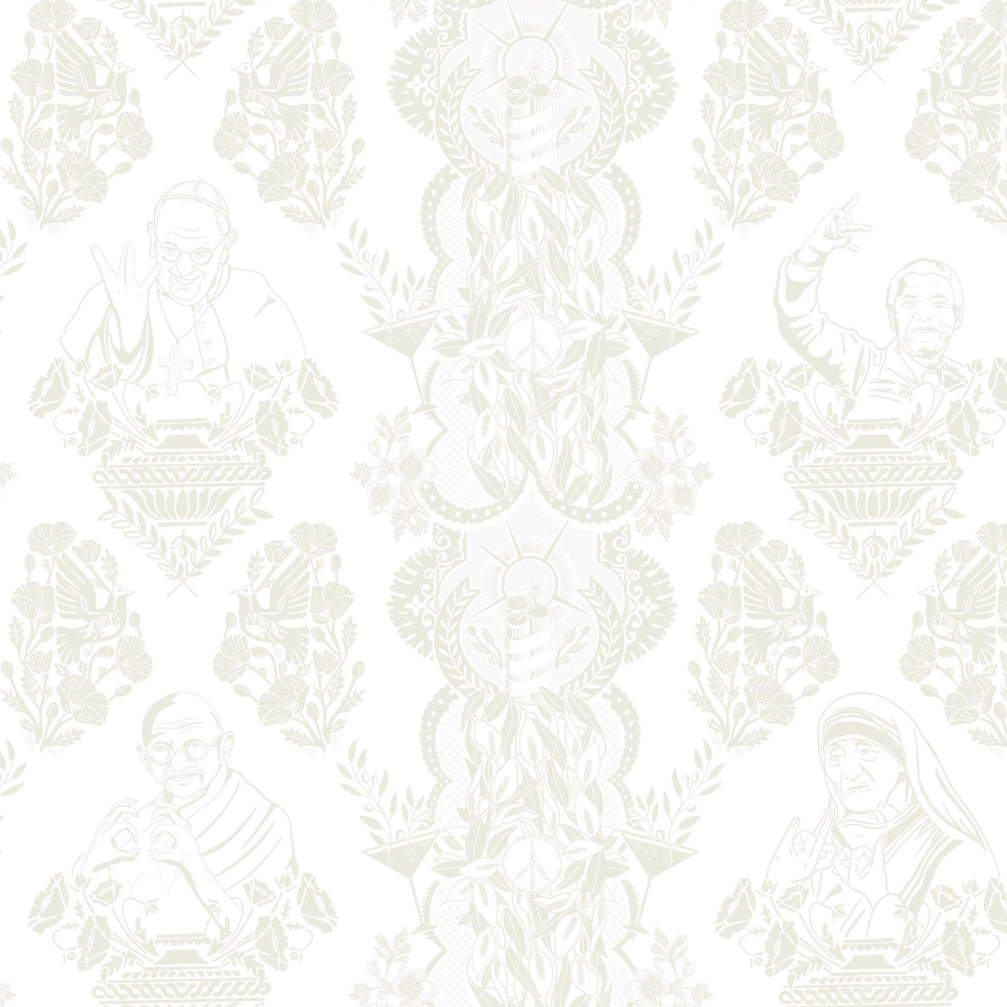 Real Ones Wallpaper in White/White