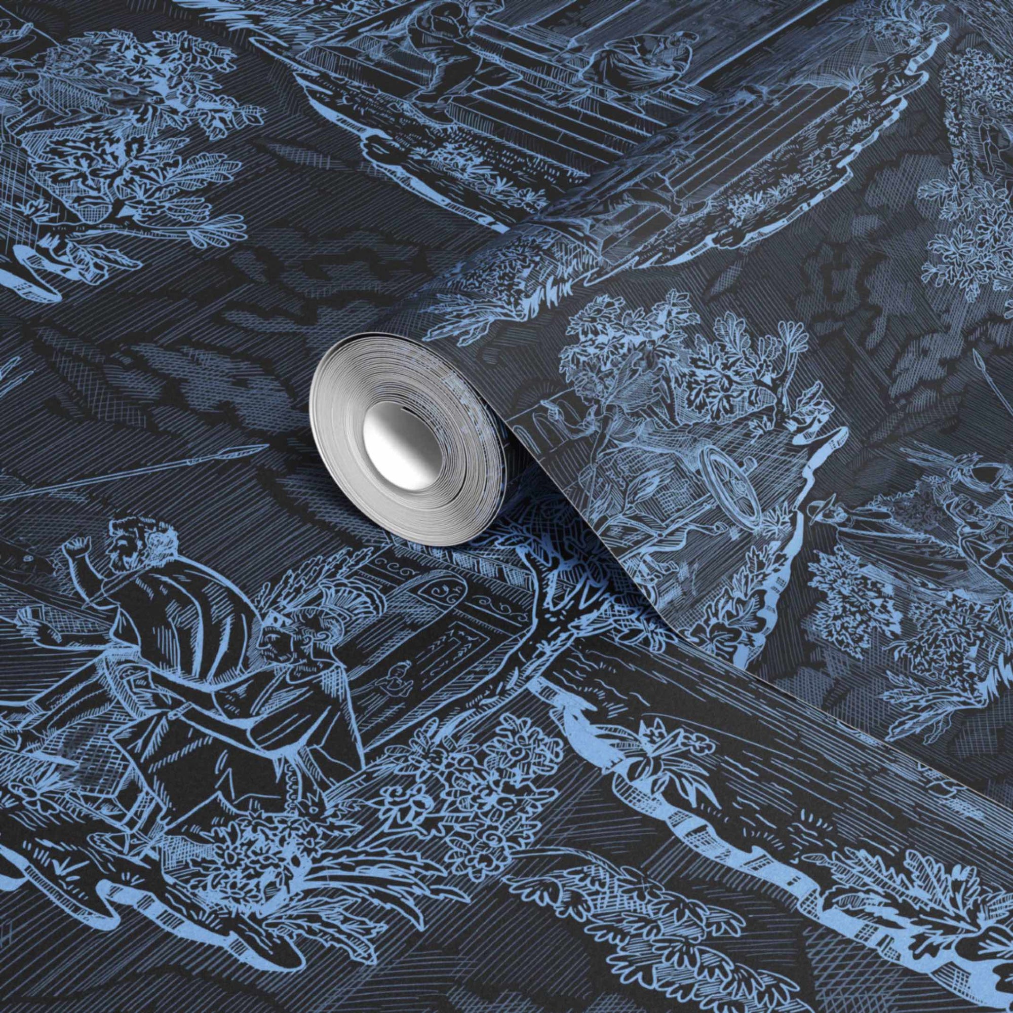 Thuglife Wallpaper in Black/Light Blue