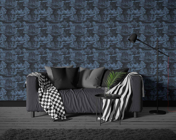 Thuglife Wallpaper in Black/Light Blue