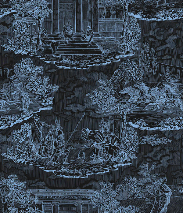 Thuglife Wallpaper in Black/Light Blue