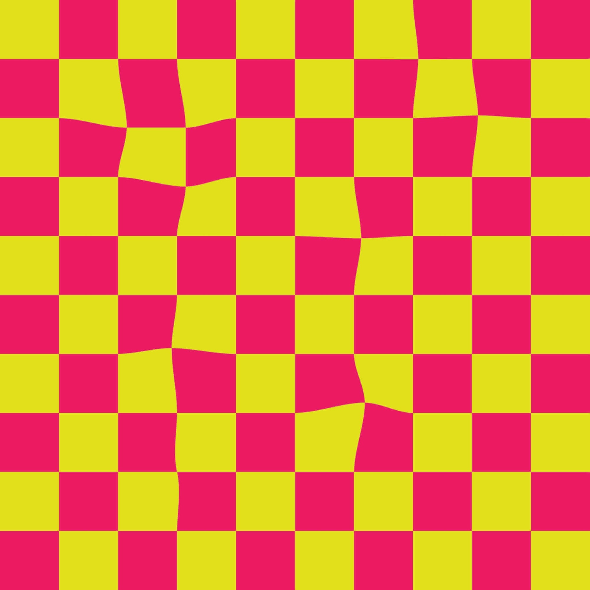 Warped Checkerboard Wallpaper in Highlighter/Pink