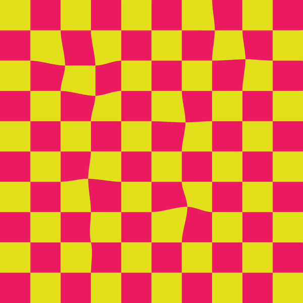 Warped Checkerboard Wallpaper in Highlighter/Pink