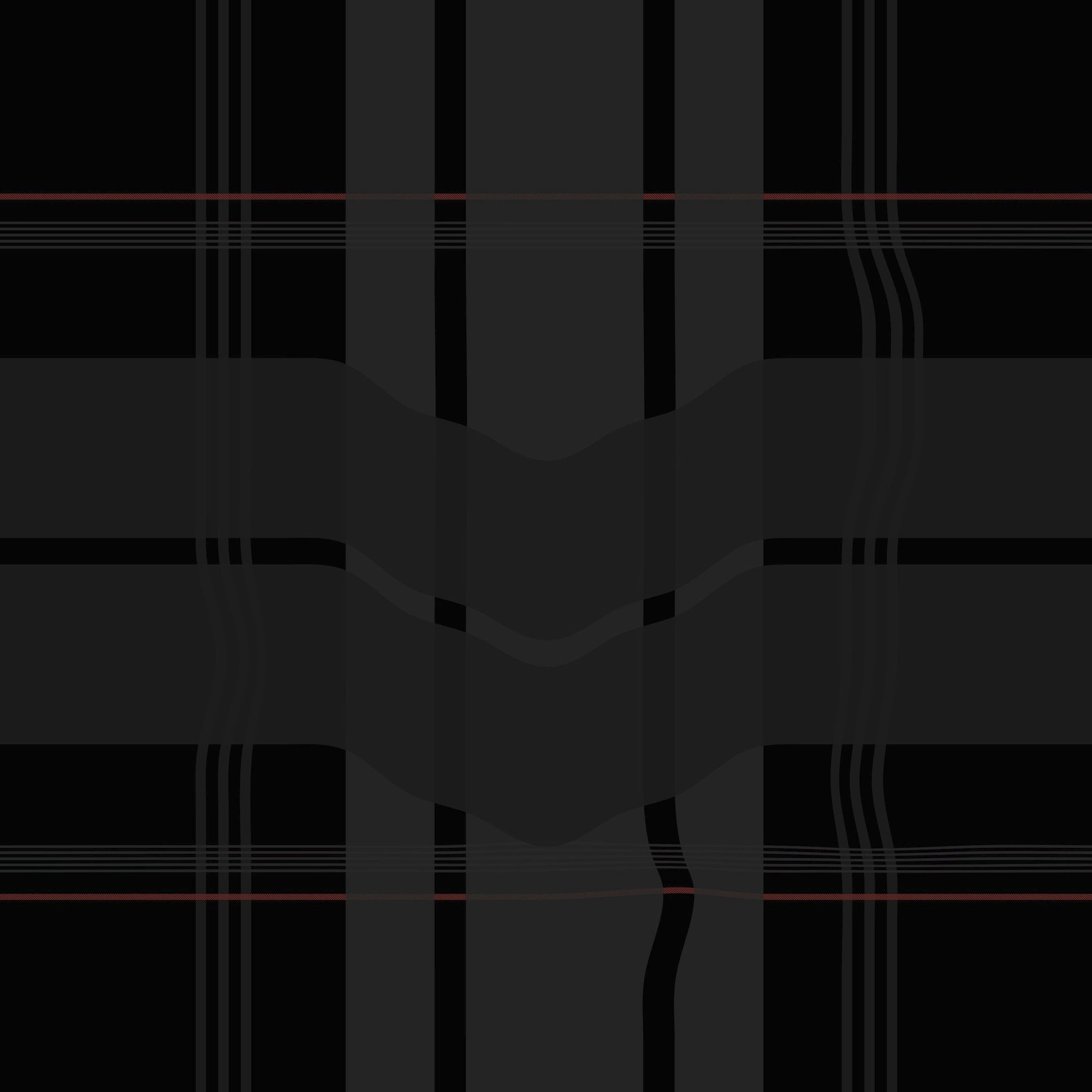 Warped Plaid Wallpaper in Black/Black/Red