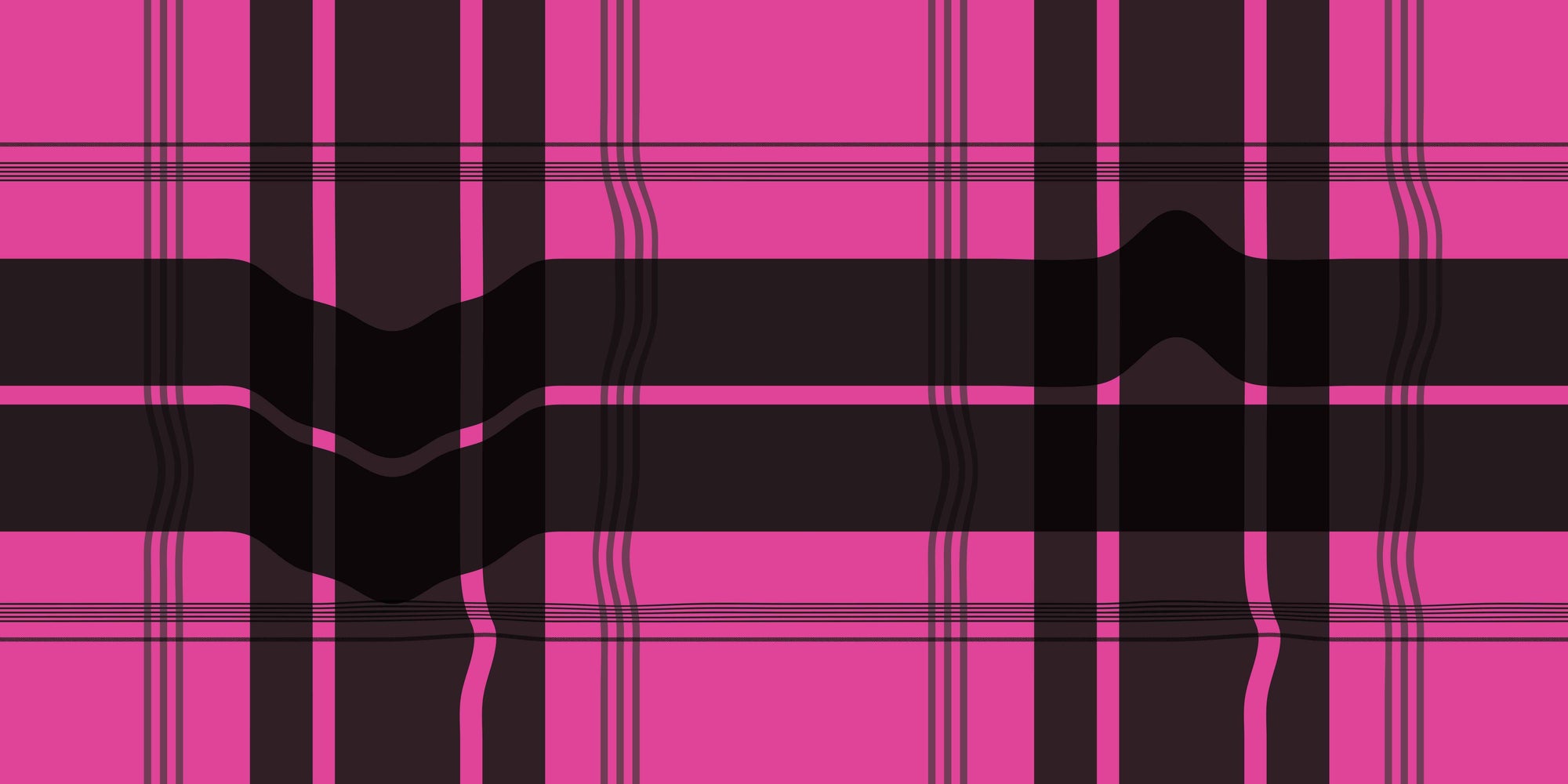 Warped Plaid Wallpaper in Black/Hot Pink