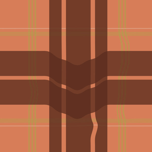 Warped Plaid Wallpaper in Orange/Rust/Lime