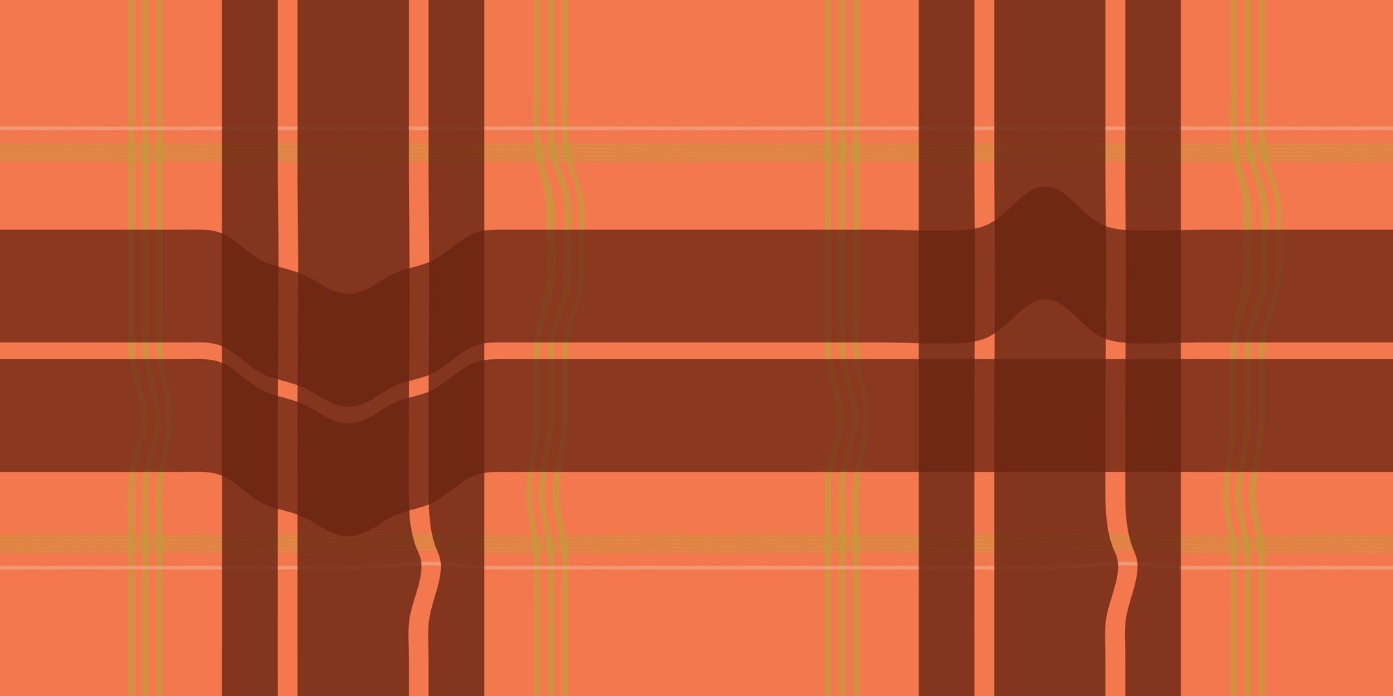 Warped Plaid Wallpaper in Orange/Rust/Lime